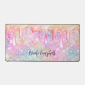 Iriserende eenhoorn roze faux glitter druppel bureaumat (Voorkant)