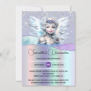 Iriserende fee betoverde glitter Quinceañera Kaart