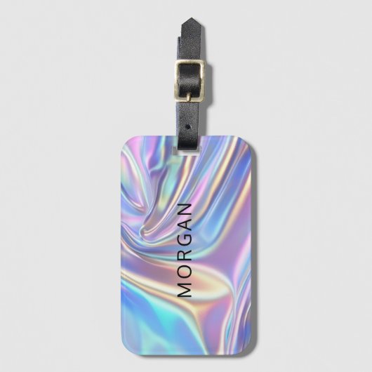 Iriserende glanzende metaalstof, naam bagagelabel (Voorkant (verticaal))