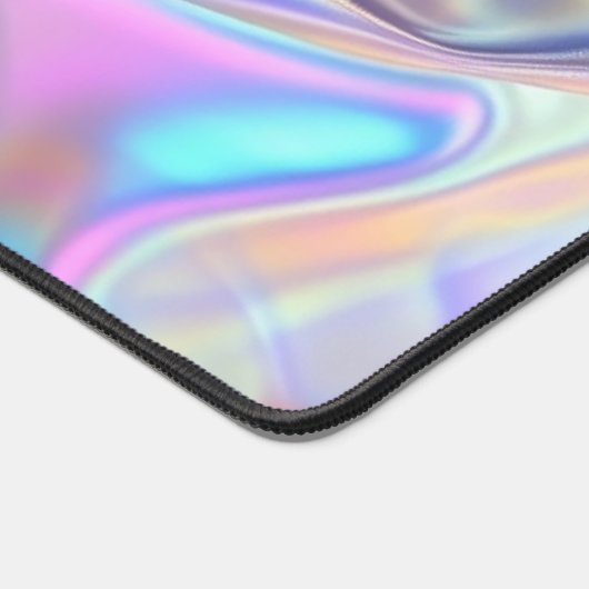 Iriserende glanzende metaalstof, scriptnaam bureaumat (Hoek)