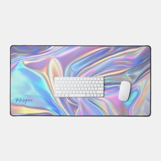 Iriserende glanzende metaalstof, scriptnaam bureaumat (Keyboard & Muis)