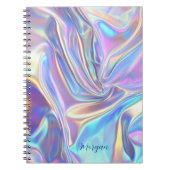 Iriserende glanzende metaalstof, scriptnaam notitieboek (Voorkant)