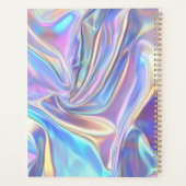 Iriserende glanzende metaalstof, scriptnaam planner (Achterkant)