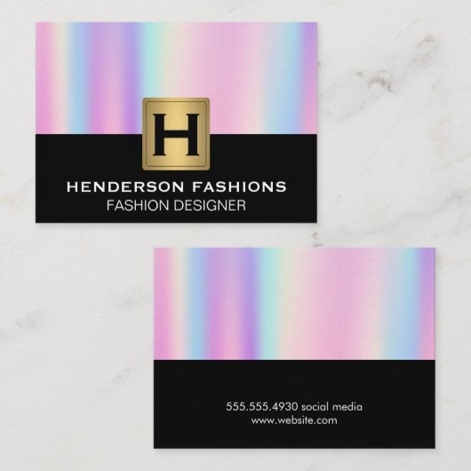 Iriserende gradiënt | Monogram Visitekaartje (Voorkant / Achterkant)