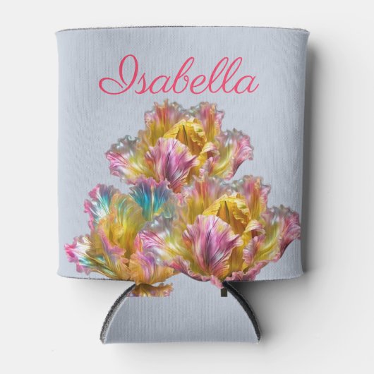 Iriserende holografische gescheurde tulp blikjeskoeler (Voorkant)