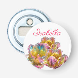 Iriserende holografische gescheurde tulp button flesopener