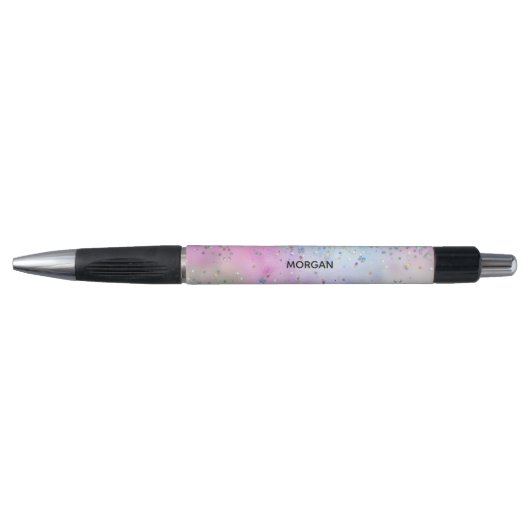 Iriserende Holografische Glitter Naam Monogram Pen (Voorkant)