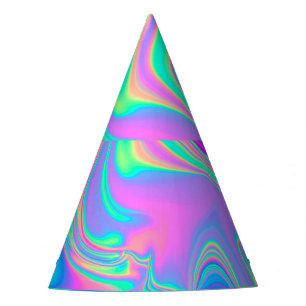 Iriserende Holografische: Neon gemarmerde textuur Feesthoedjes