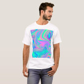 Iriserende Holografische: Neon gemarmerde textuur T-shirt (Voorkant volledig)