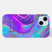 Iriserende Holografische Opal Rainbow Swirl Monogr Case-Mate iPhone Case (Achterkant (horizontaal))