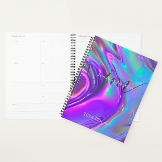 Iriserende holografische regenboogwerveling monogr planner (Display)