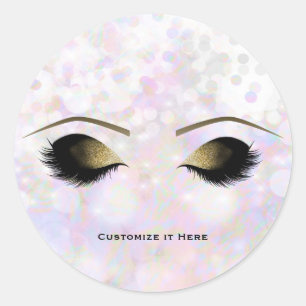 Iriserende Kleur Glam Gouden Make-up Wimpers Ronde Sticker