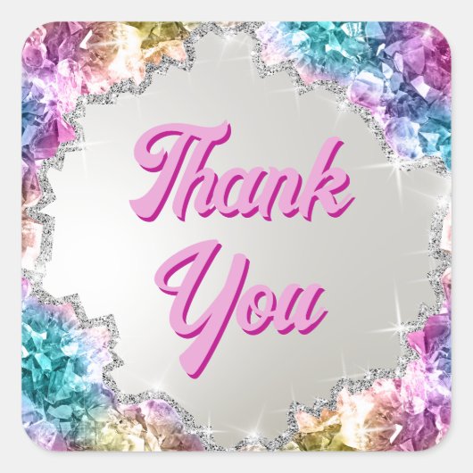 Iriserende kristallen vierkante sticker (Voorkant)