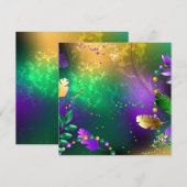 Iriserende mardi gras achtergrond met kralen kaart (Voorkant / Achterkant)