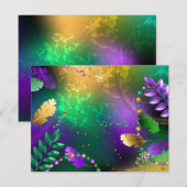 Iriserende mardi gras achtergrond met kralen kaart (Voorkant / Achterkant)