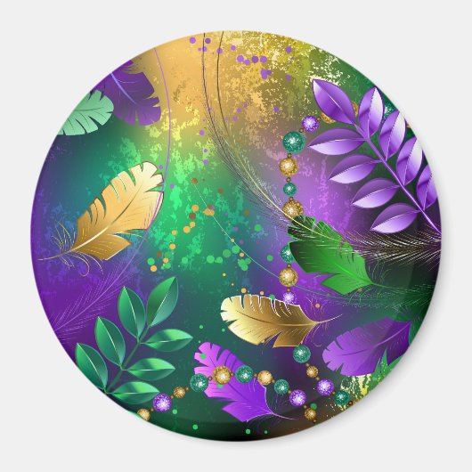 Iriserende mardi gras achtergrond met kralen magneet (Voorkant)