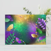 Iriserende mardi gras achtergrond met kralen menu (Staand voorkant)