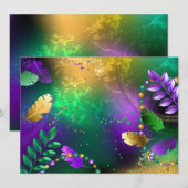 Iriserende mardi gras achtergrond met kralen menu (Voorkant / Achterkant)