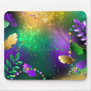 Iriserende mardi gras achtergrond met kralen muismat