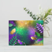 Iriserende mardi gras achtergrond met kralen save the date (Staand voorkant)