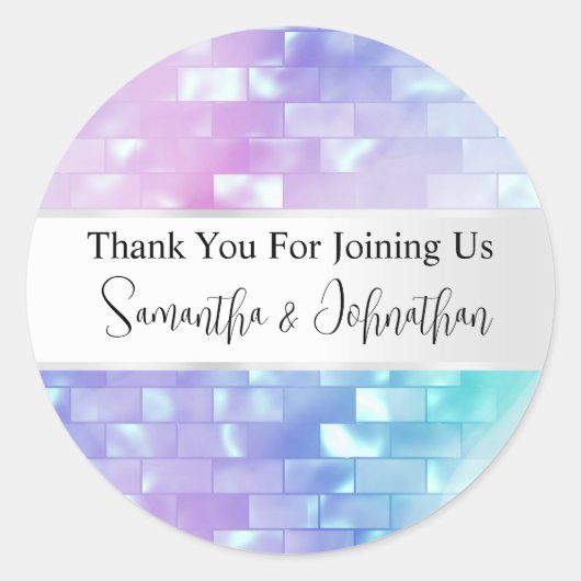 Iriserende moeder van parel disco bal dank je ronde sticker (Voorkant)