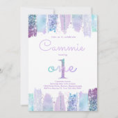 Iriserende Paarse regenboog 1e verjaardagsfeestje Kaart (Voorkant)