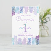 Iriserende Paarse regenboog 1e verjaardagsfeestje Kaart (Staand voorkant)