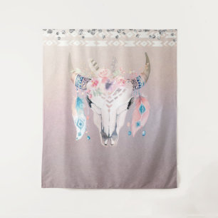 Iriserende Parel Boho Chic Schedel Glam Bloemige H Wandkleed
