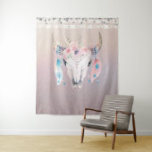 Iriserende parel boho chic schedel glamour bloem h wandkleed (In situ)