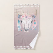 Iriserende Parel Boho Chique Schedel Glam Bloemen  Bad Handdoek (Handdoek)