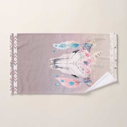 Iriserende Parel Boho Chique Schedel Glam Bloemen Bad Handdoek (Handdoek)