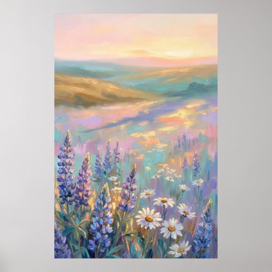 Iriserende Pastel Bloemkunst Poster (Voorkant)