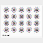 Iriserende QR-code en aangepaste tekst ronde stick Sticker (Vel)