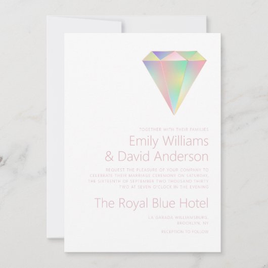 Iriserende Rainbow Diamond Roos Gouden Bruiloft Kaart (Voorkant)