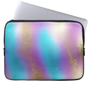 Iriserende regenboogglam laptop sleeve