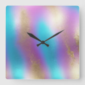 Iriserende regenboogglam vierkante klok (Voorkant)