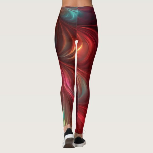 iriserende rode Abstracte werveling Leggings (Achterkant)