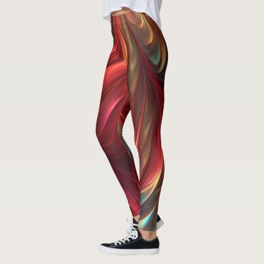 iriserende rode Abstracte werveling Leggings (Links)