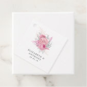 Iriserende roze, zilveren en witte bloemenbruiloft bedankjes labels (In situ)