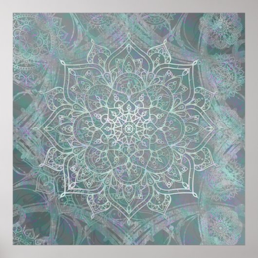 Iriserende Schitterende Mandala Boho Chic Poster (Voorkant)