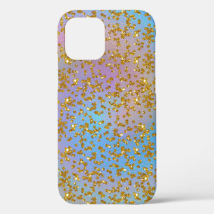 Iriserende spiraal en gouden Glitter Confetti iPhone 12 Pro Hoesje