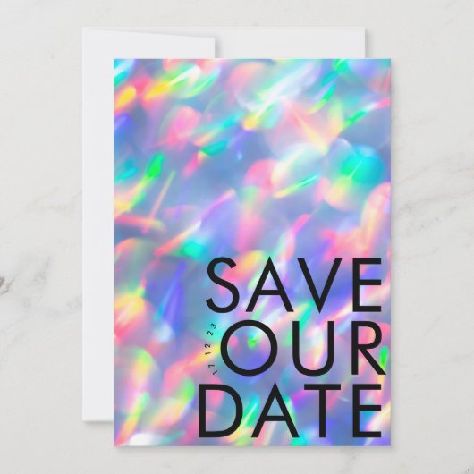 Iriserende Ultra Moderne Monogram Foto Save The Date (Voorkant)