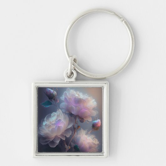 Iriserende zachte focus licht spectrum bloemen sleutelhanger (Voorkant)