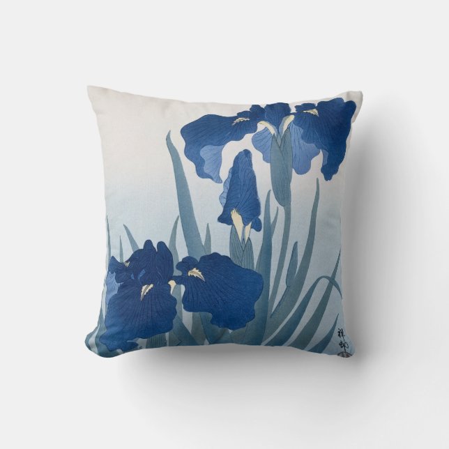 Irises (Dark Blue) van Ohara Koson Kussen (Voorkant)