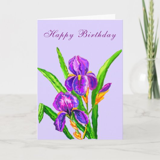 Irises Flowers Bonne Carte Anniversaire (Devant)