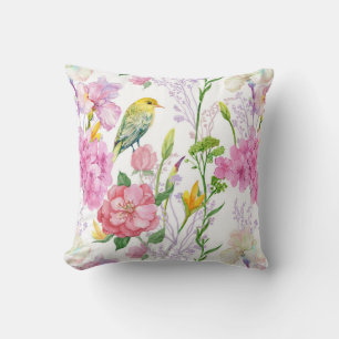 Irises, Hydrangées, Oiseau, Coussin Floral verdoya