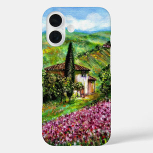 IRISES IN TUSCANY,Paarse Vloergebieden iPhone 16 Hoesje