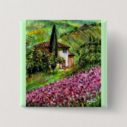 IRISES IN TUSCANY VIERKANTE BUTTON 5,1 CM (Voorkant)