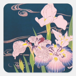 IRISES JAPANESE ART VIERKANTE STICKER
