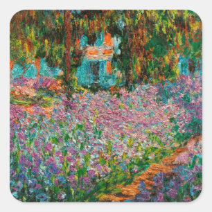 Irises Monet Garden Giverny bloemen Vierkante Sticker